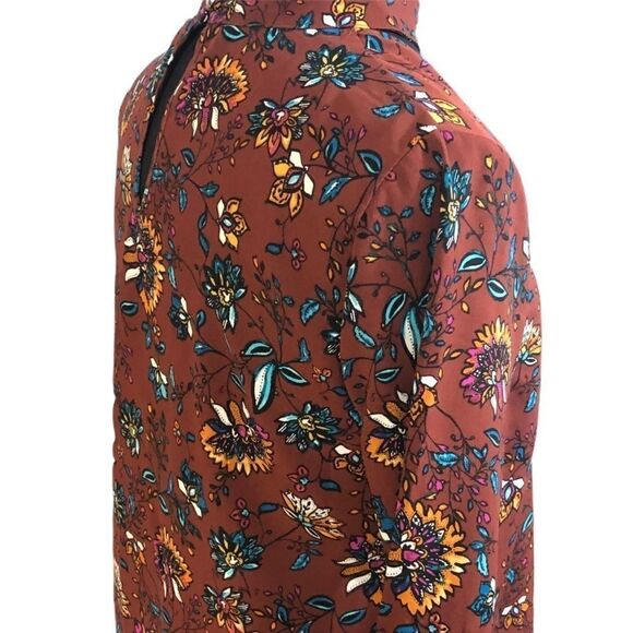 meraki Floral Bell Sleeve Choker Neck Blouse Sz L - Picture 5 of 10